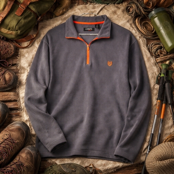 Chaps Other - Chaps Sport Men’s XL Quarter Zip Fleece Pullover Grey Orange Gorpcore Dadcore